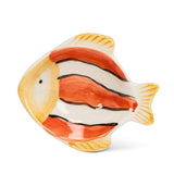 Small Striped Fish Dish-Orange & White-3"L