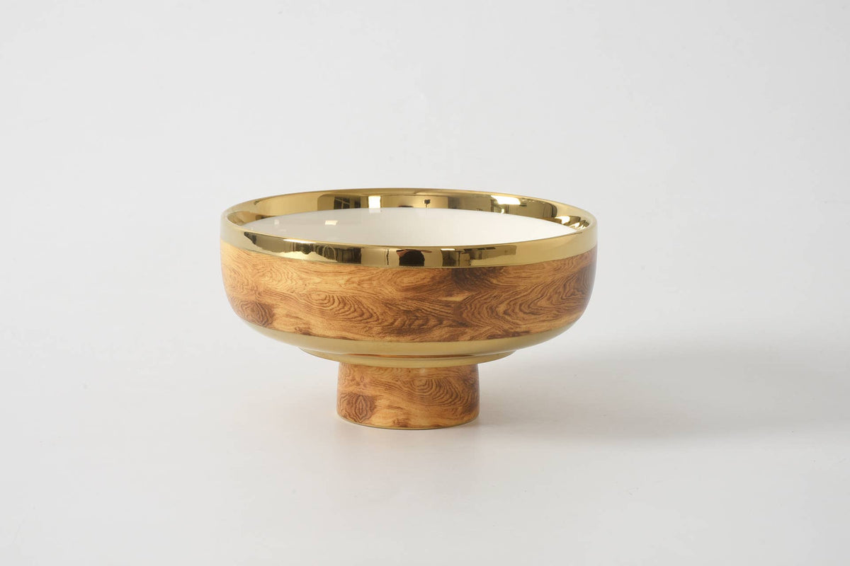 Madera Wood and Gold Small Footed Bowl