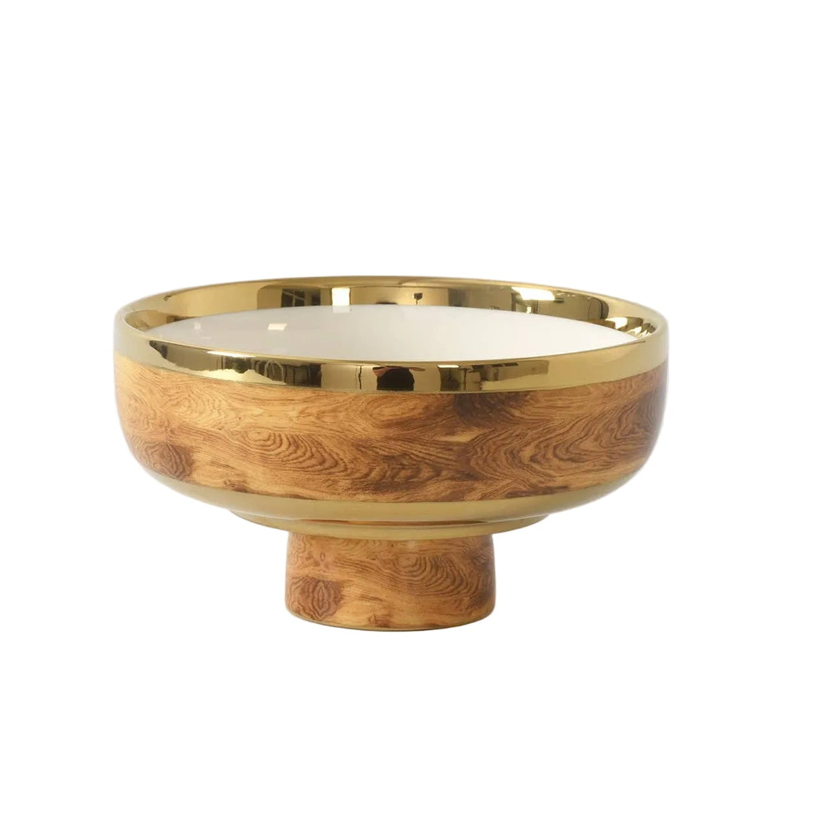 Madera Wood and Gold Small Footed Bowl