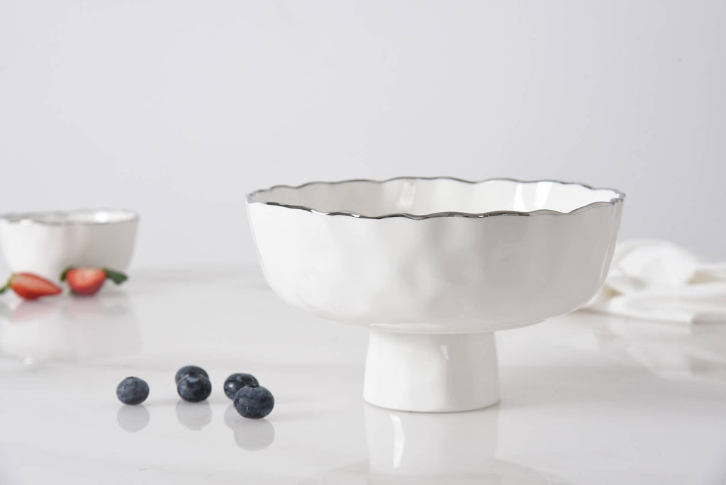 Portofino Plata White Medium Footed Bowl