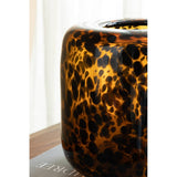 7.9x7.9" Amber Leopard Glass Vase