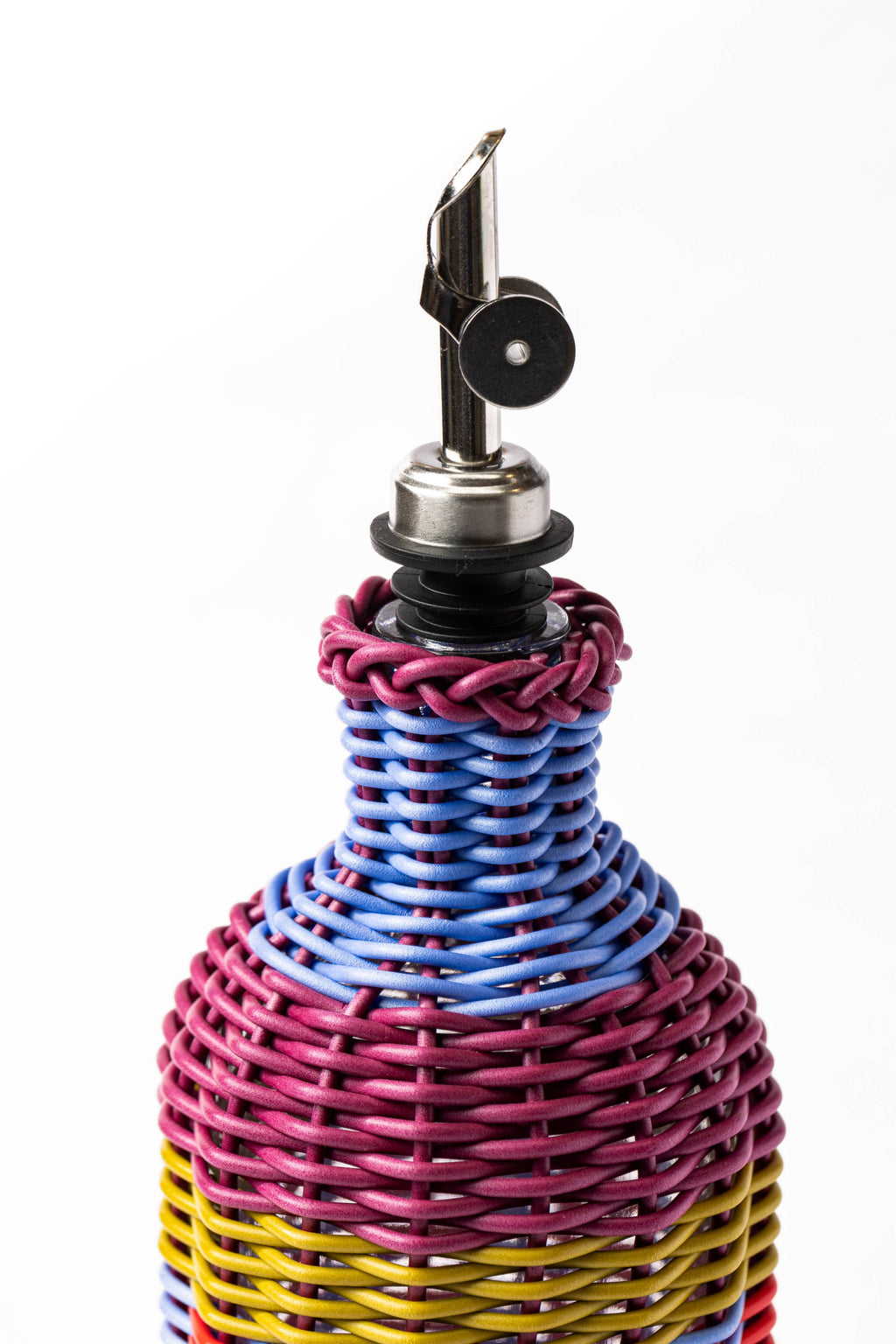 Striped Oil Pourer, Cornflower and Red