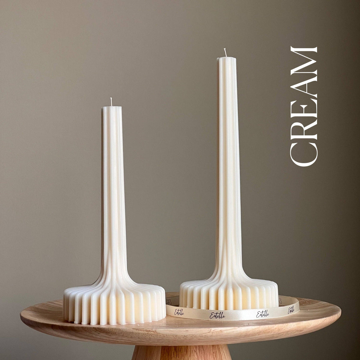 Striped Column Soy Vase Candle, Cream