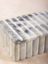 Cuba Ribbed Onyx Decorative Box: Fossil Gray Travertine