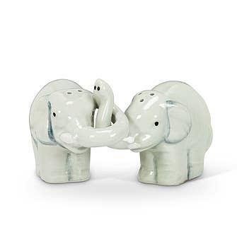Hugging Elephants Ceramic Salt & Pepper Shakers