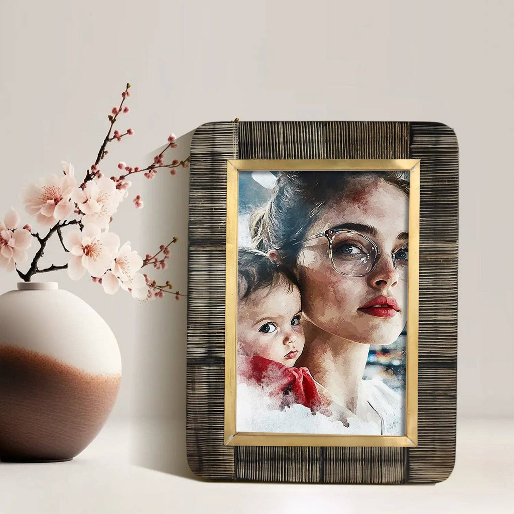 Shagreen and Horn Frame, Brown, 5x7