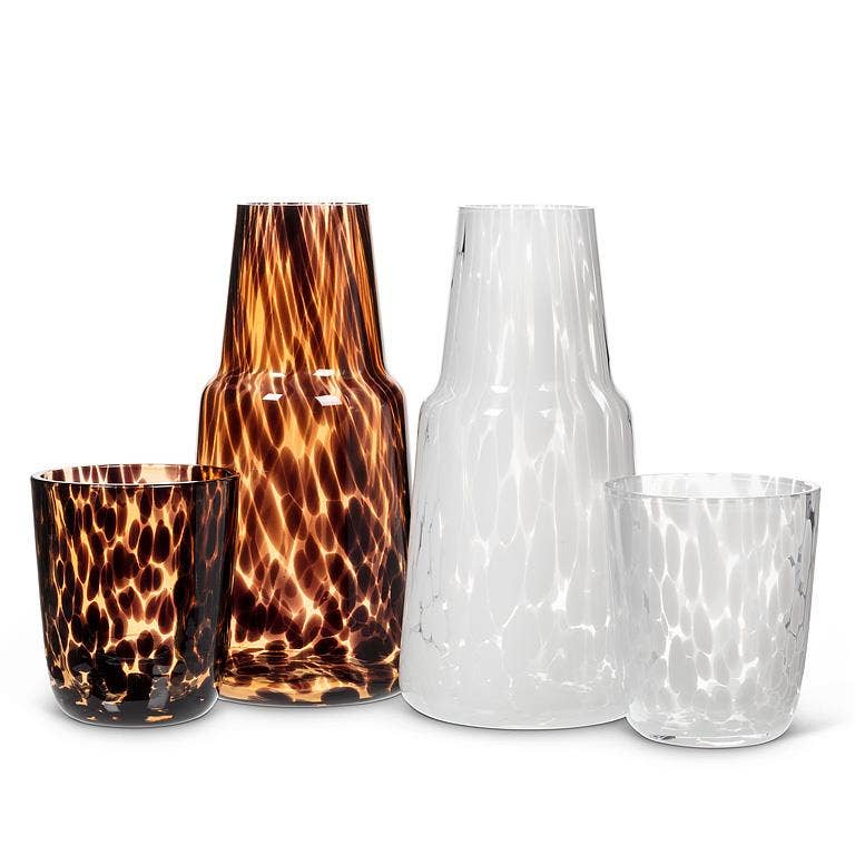 White Glass Bedside Carafe & Glass