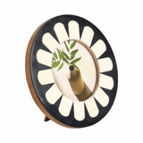 Photo Frame - Black/Ivory Resin Round Flower Design, 4x4 in.