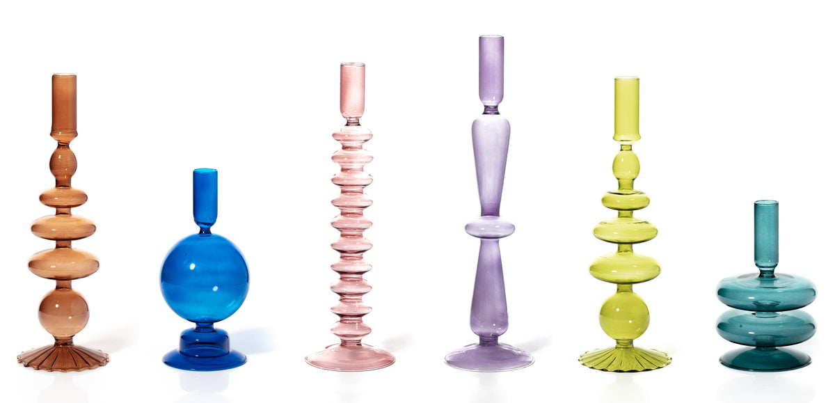 Rose Colored Glass Taper Holder