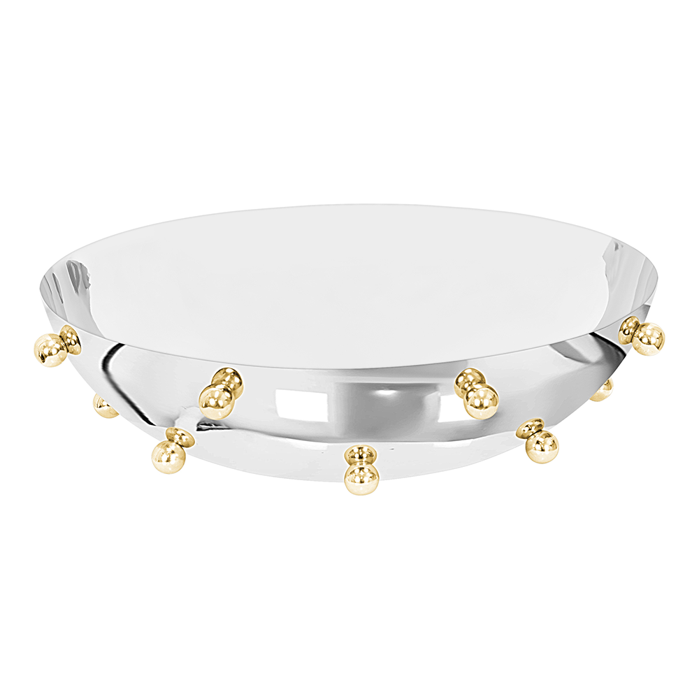 Stainless Steel Bowl with Gold Balls, Large