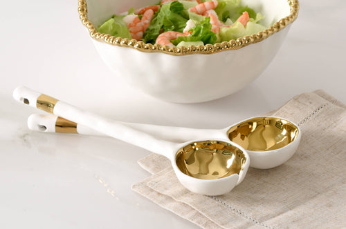 Accessories Gold Porcelain Salad Server Set