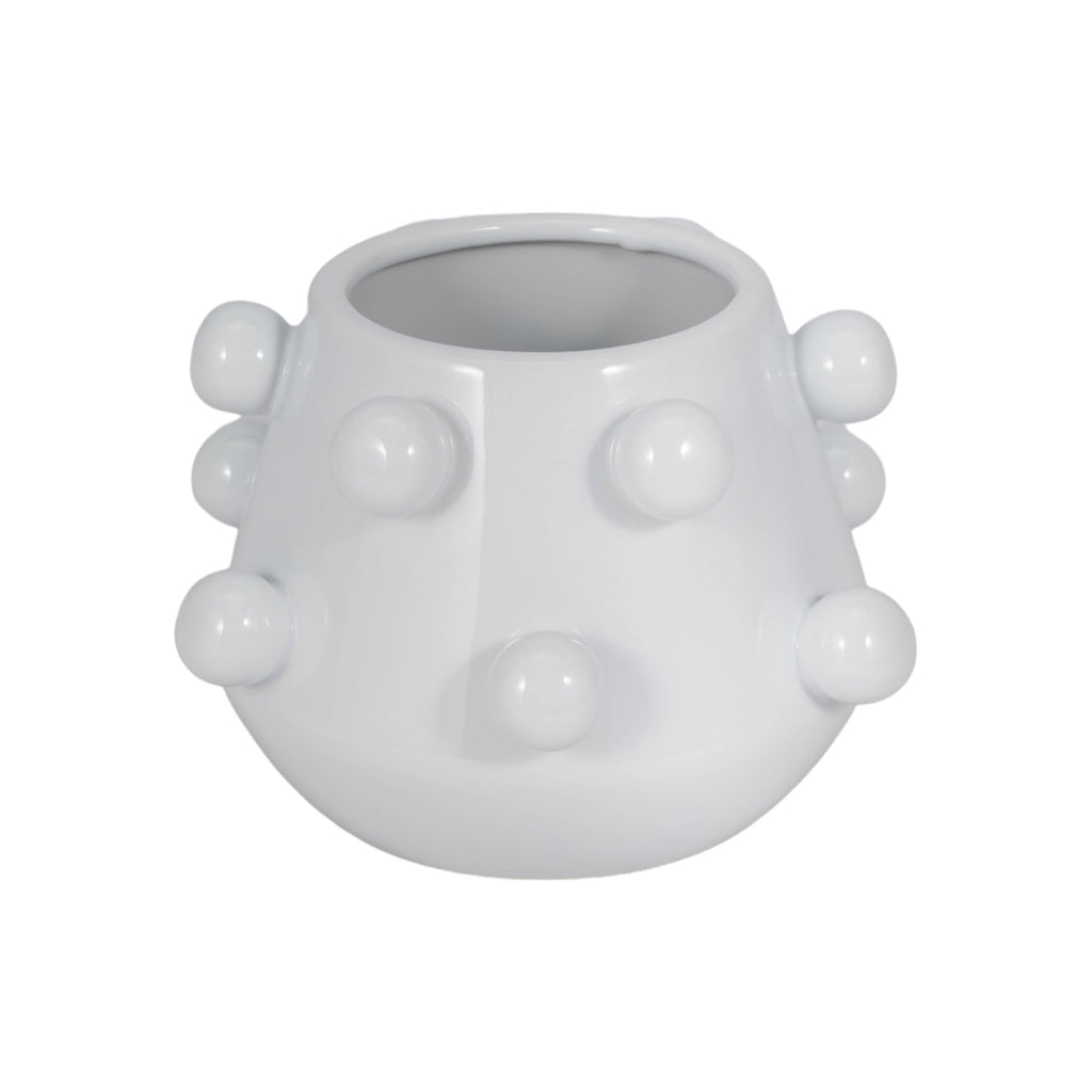 White Glossy Tapered Round Planter