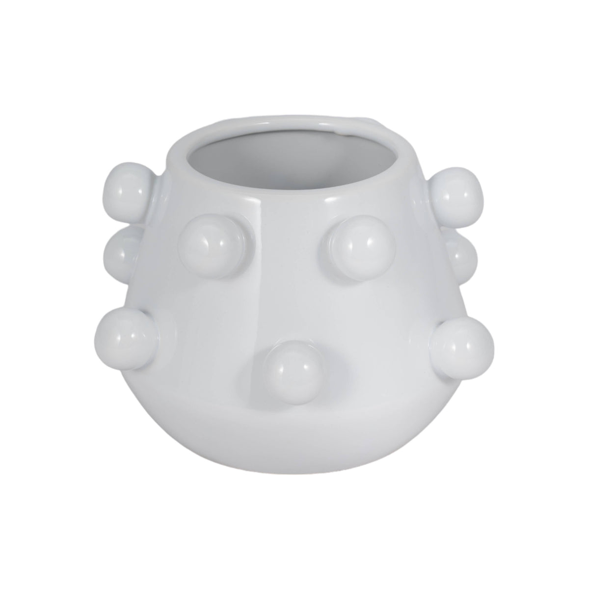 White Glossy Tapered Round Planter