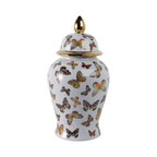 White and Gold Butterfly Lidded Jar, Large