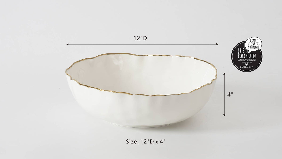 Portofino White and Gold Large Bowl