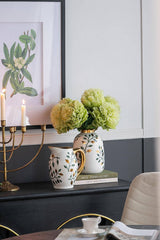 8x5.5x8.5" Luxe Leaf-Decorated Ceramic Pitcher