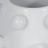 Plant Pot - White Ceramic Round Glossy Tapered Bubble, 8 in.