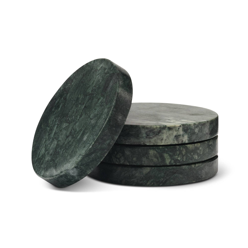 Green Marble Coasters, Set of 4