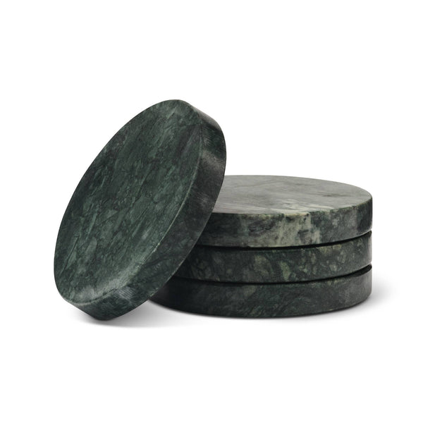 Green Marble Coasters, Set of 4