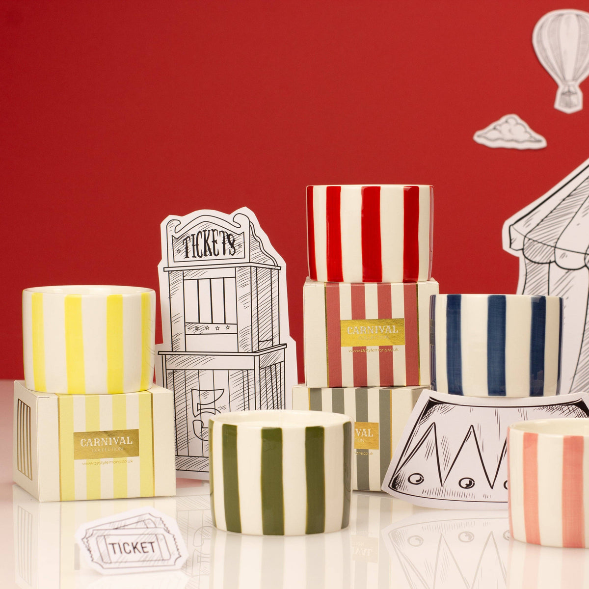 Carnival Striped Votive Candle, Fortune Teller Yellow