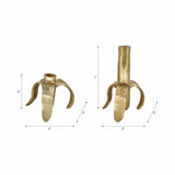 Taper Candleholders Set of 2 - Gold Metal Banana, 5/7 in.