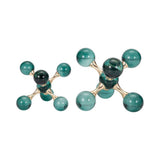Bookends Set of 2 - Green Crystal/Metal Jack, 7 in.