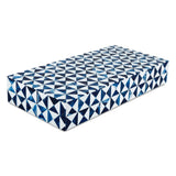 Marquet Indigo Blue White Resin Inlay Storage Box ( 8 Sizes): 10x2.5x1.5