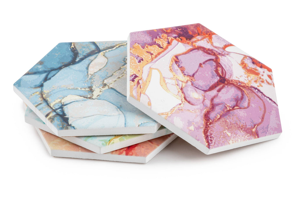 Agate Print Ceramic Coasters, Set of 4