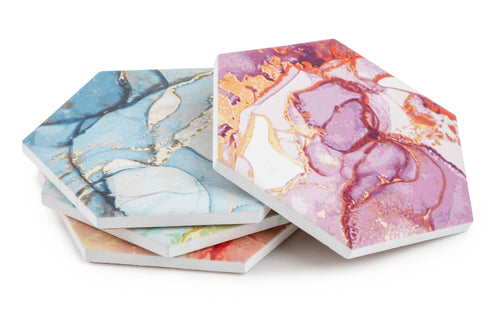 Agate Print Ceramic Coasters, Set of 4