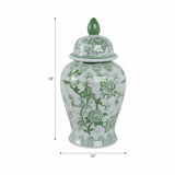 Decorative Jar - Green Ceramic Bird Flower Tall, 18 in.