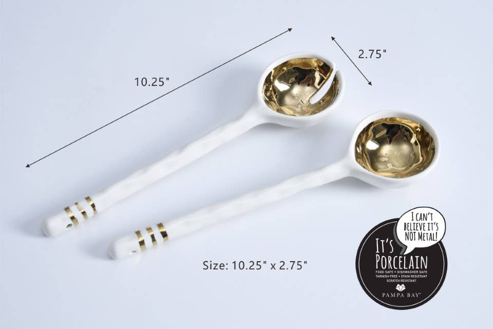 Accessories Gold Porcelain Salad Server Set