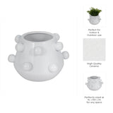 Plant Pot - White Ceramic Round Glossy Tapered Bubble, 8 in.