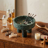 Decorative Bowl - Green Marble Modern Tripod Legs, 6 in.