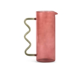 Rust & Green Squiggle Glass Pitcher