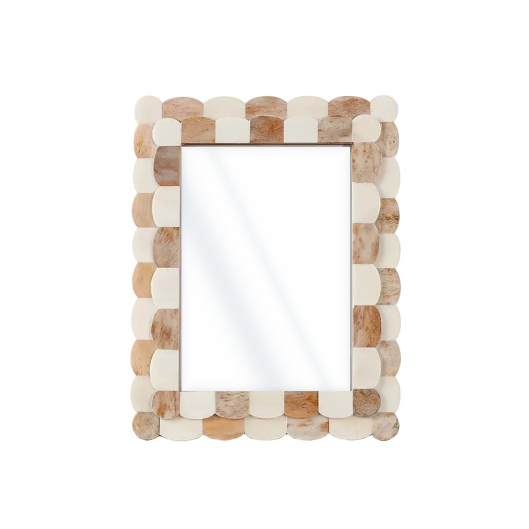 Scalloped Bone Inlay Round Frame, Blue & White, 4" W x 6" H