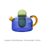 Contrasting Color Blue Kettle & Set of 4 Cups