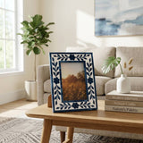 Photo Frame - Blue Resin/Wood Floral Petals, 4x6 in.