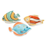 Small Striped Fish Dish-Orange & White-3"L