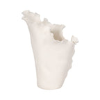 White Ruffled Edge Ceramic Vase, Large