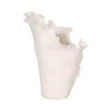 Decorative Vase - White Ceramic Handmade Ruffled Edge, 15 in