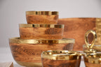 Madera Wood and Gold Medium Footed Bowl