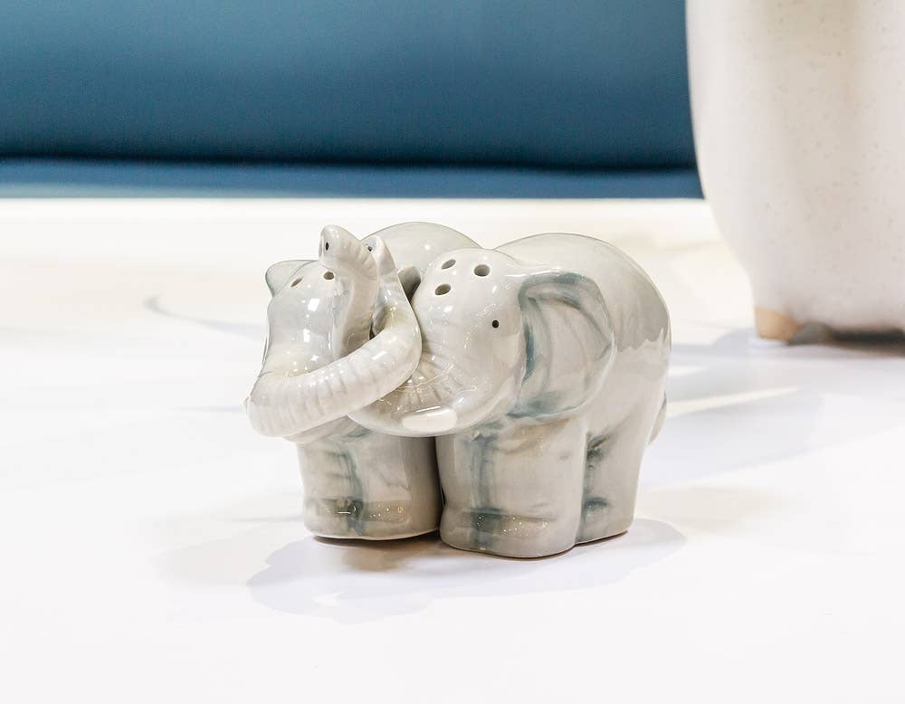 Hugging Elephants Ceramic Salt & Pepper Shakers