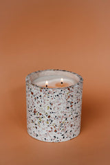 Leko Candle (22 oz) - Terrazzo, Planter, Soy Candle: Sandalwood & Tobacco Leaf