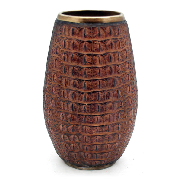 Brown Crocodile Skin Vase, Large