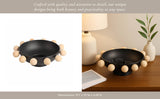 Decorative Bowl - Black Wood/Metal Round Large Knobs, 13 in.