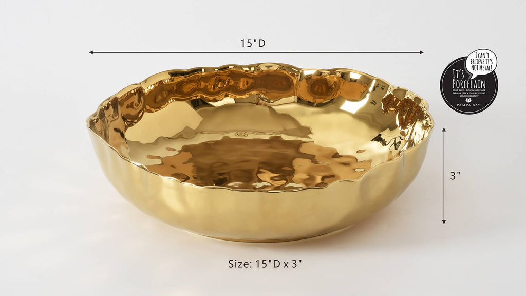 Portofino Gold Extra Large Shallow Bowl