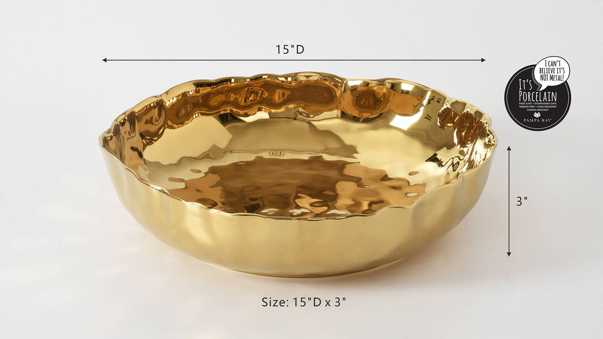 Portofino Gold Extra Large Shallow Bowl