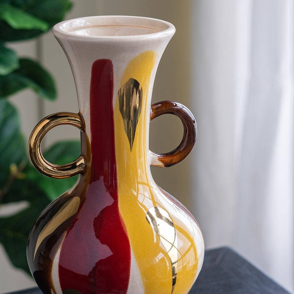 Abstract Multicolor Round Ceramic Vase
