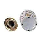 White and Gold Butterfly Lidded Jar, Large