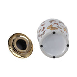 Decorative Jar- White/Gold Ceramic Tall Butterflies, 18 in.